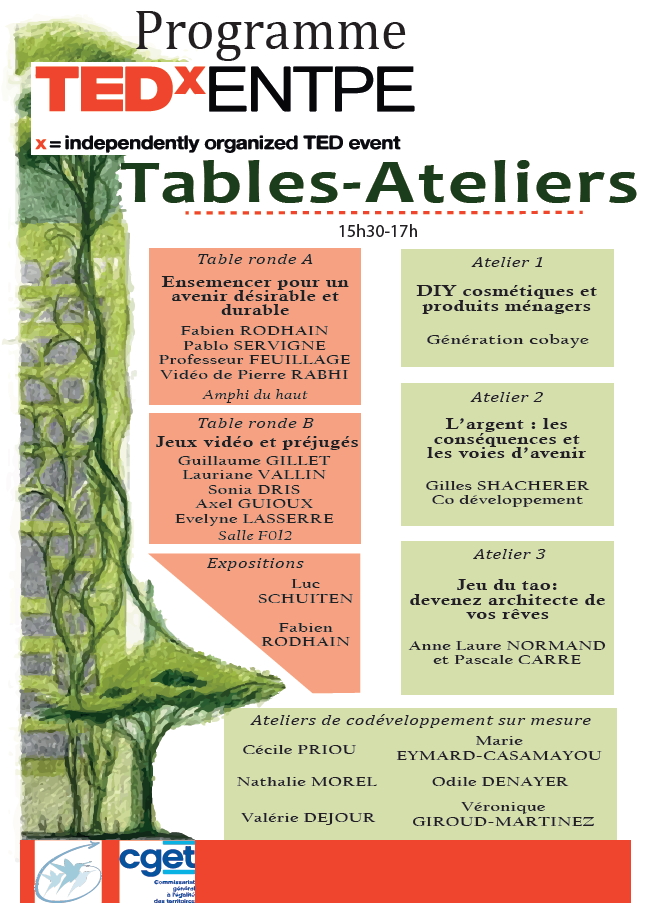 Programme TEDxENTPE ateliers et tables-rondes